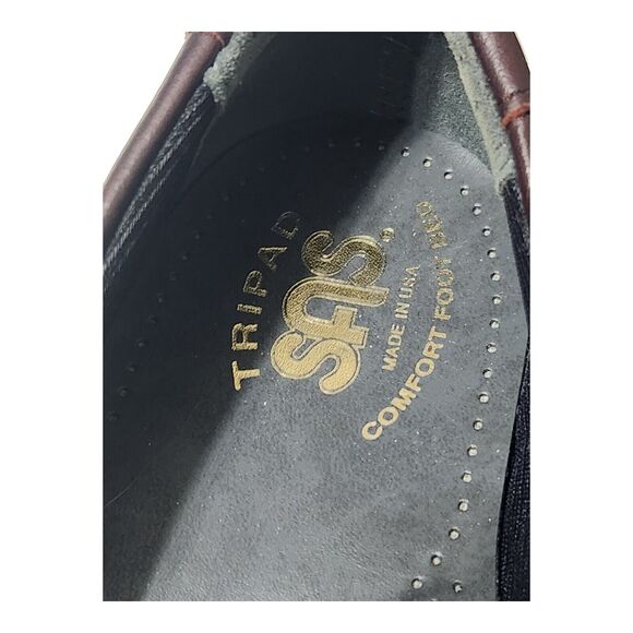 SAS Women's 7.5 M Burgundy Leather Tripad Comfort Foot Bed Loafers - Picture 3 of 15